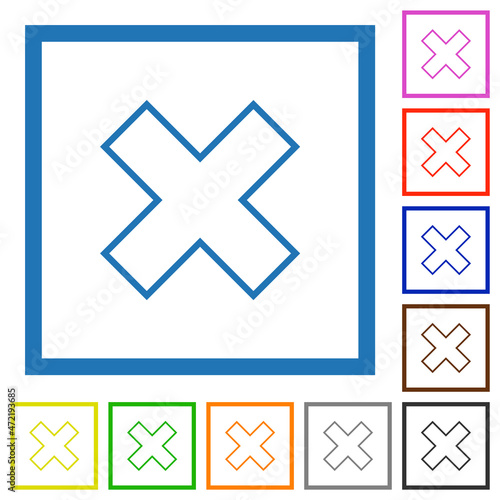Cancel outline flat framed icons