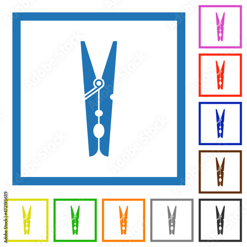 Clothespin flat framed icons