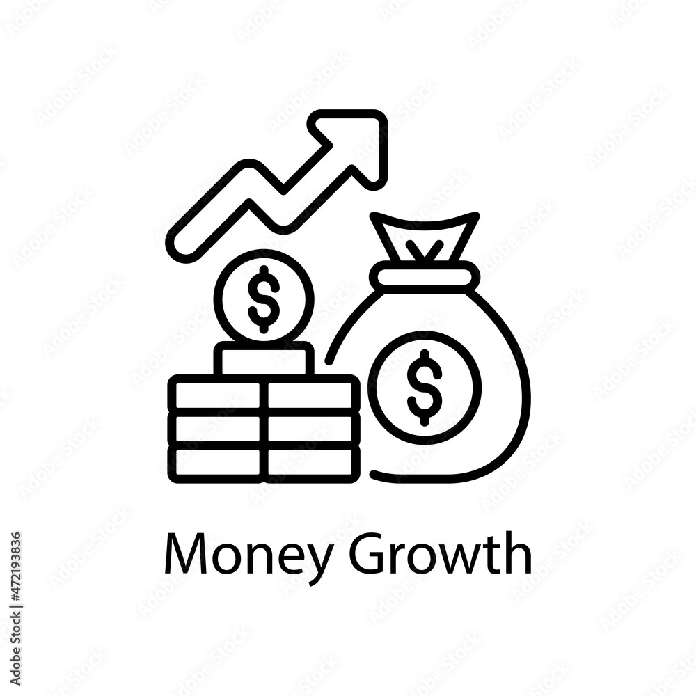 Money Growth vector outline Icon Design illustration. Web And Mobile Application Symbol on White background EPS 10 File Money Growth vector outline Icon Design illustration. Web And Mobile Application Symbol on White background EPS 10 File
