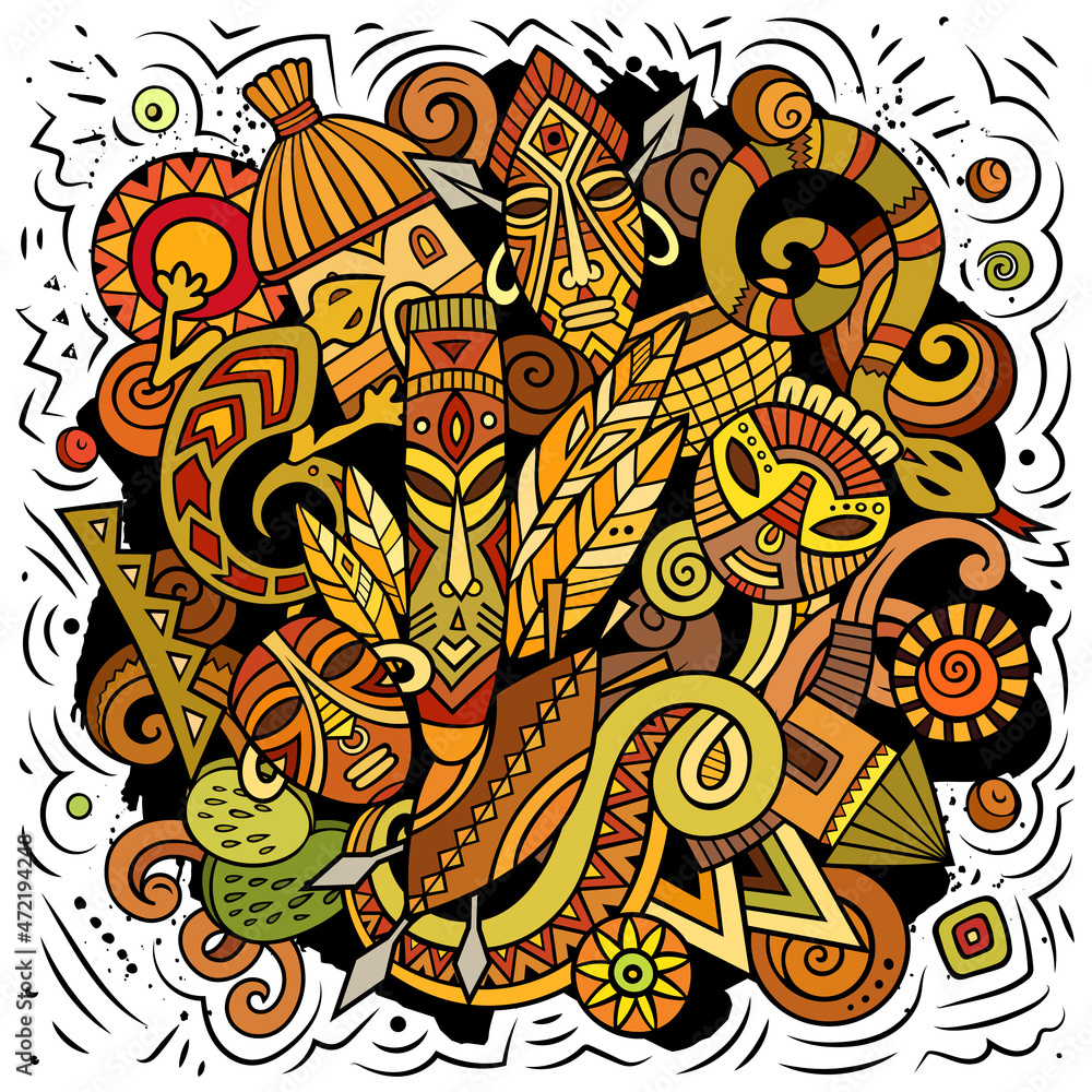 Africa hand drawn cartoon doodles illustration