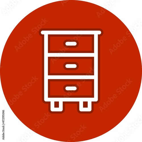 Chest Of Drawers Line Circle Vector Icon Design