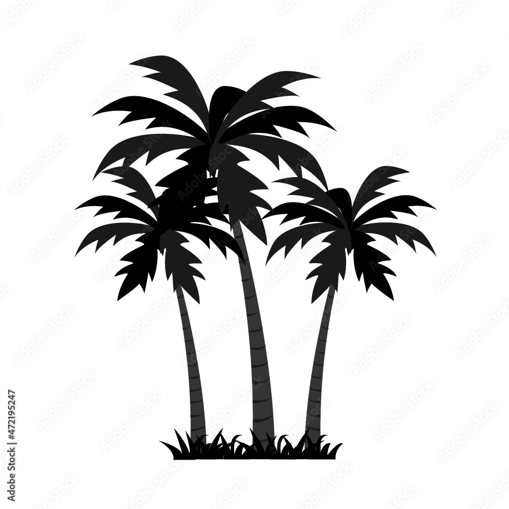 Black Palms tree icons isolated on a white background
