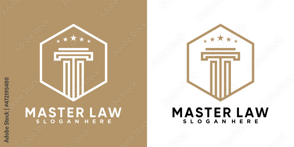 Obraz premium master law with star logo design with style and cretive concept
