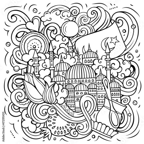 Istanbul cartoon vector doodle illustration