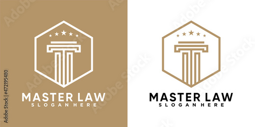master law with star logo design with style and cretive concept