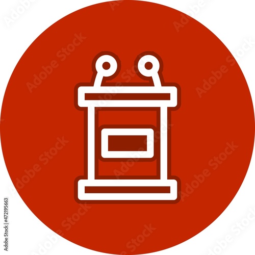 Lectern Line Circle Vector Icon Design