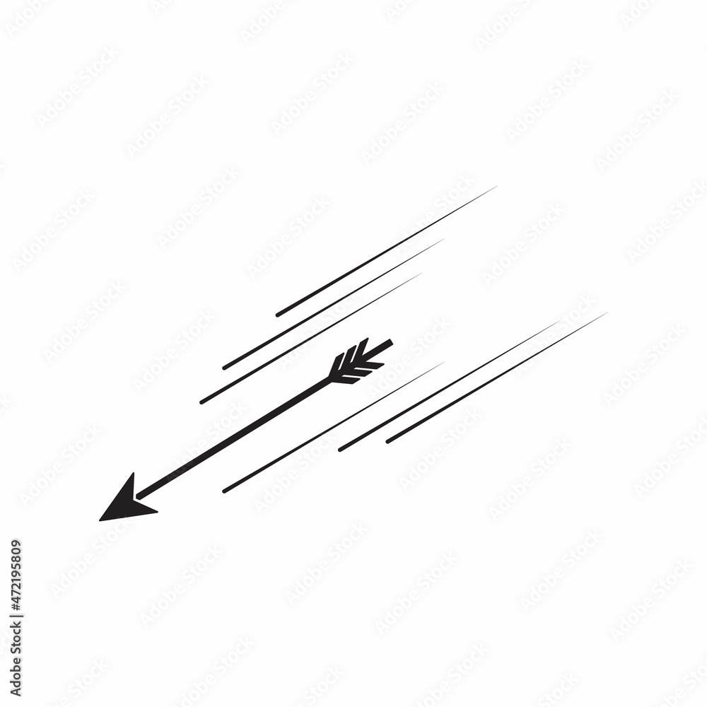 Flying arrow icon isolated on white background. Flying arrow