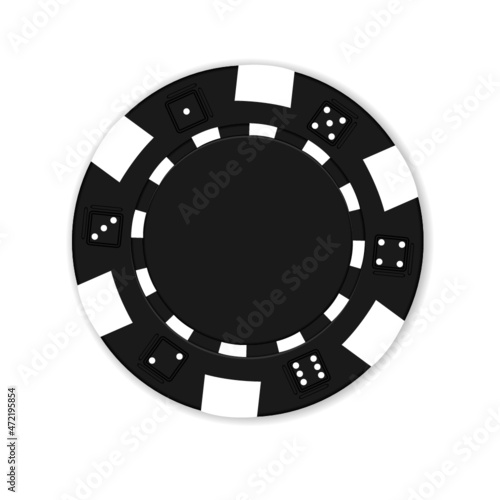 Black poker chip isolated on a white background