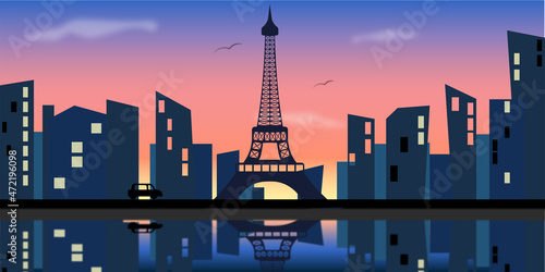 Paris. Background for the first page of the site. City silhouette.
