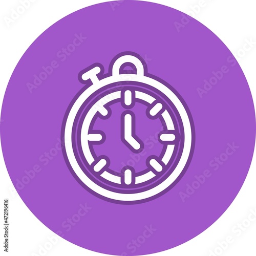 Stop Watch Line Circle Vector Icon Design