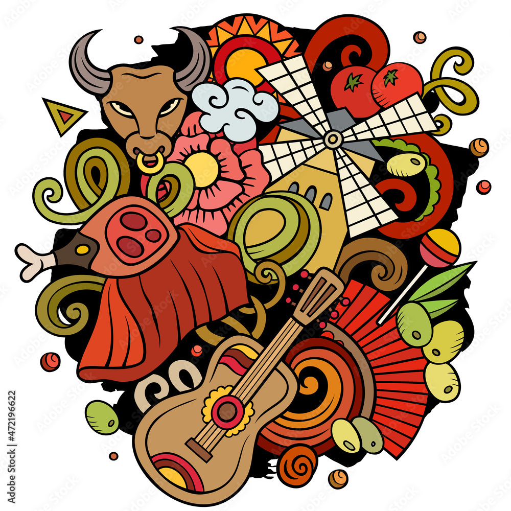 Spain hand drawn cartoon doodle illustration Spain hand drawn cartoon doodle illustration