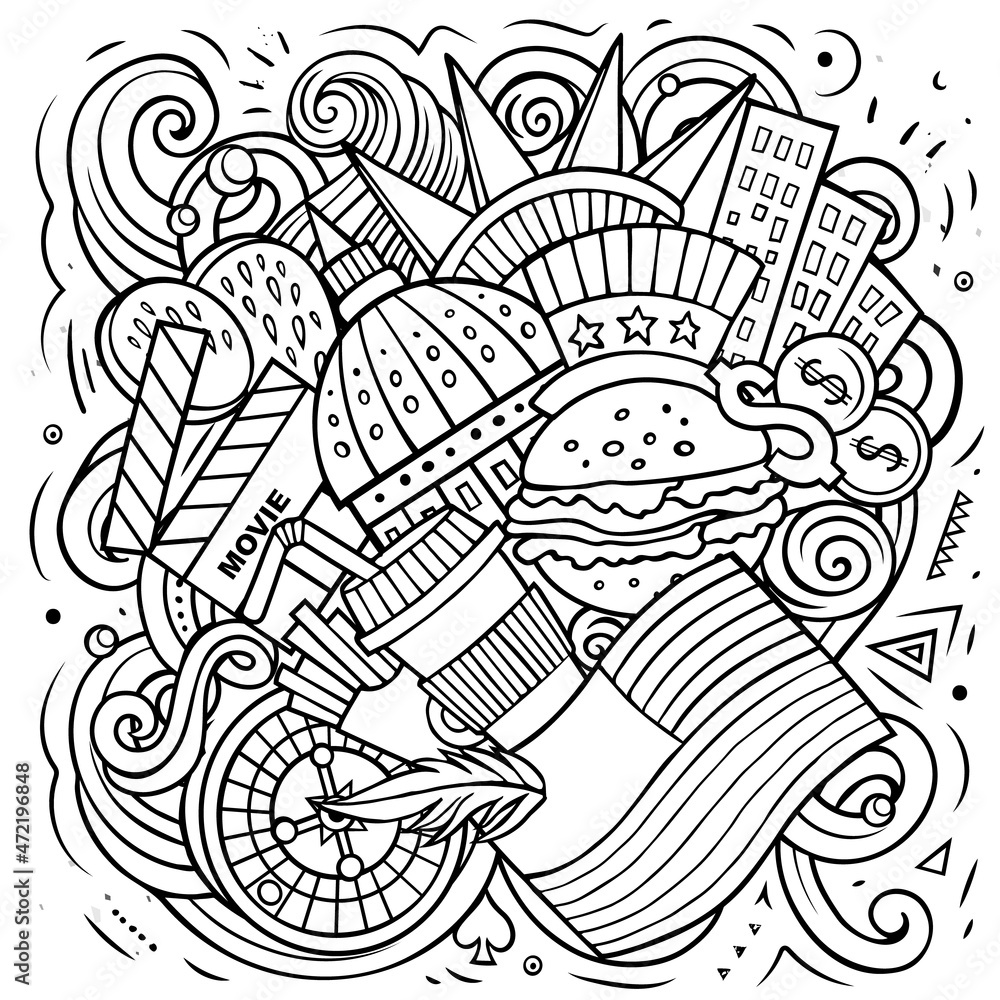 USA cartoon vector doodle illustration USA cartoon vector doodle illustration