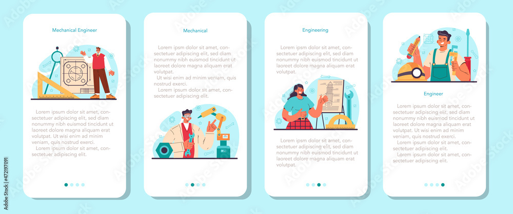 Engineer mobile application banner set. Technology specialist. Engineer mobile application banner set. Technology specialist.