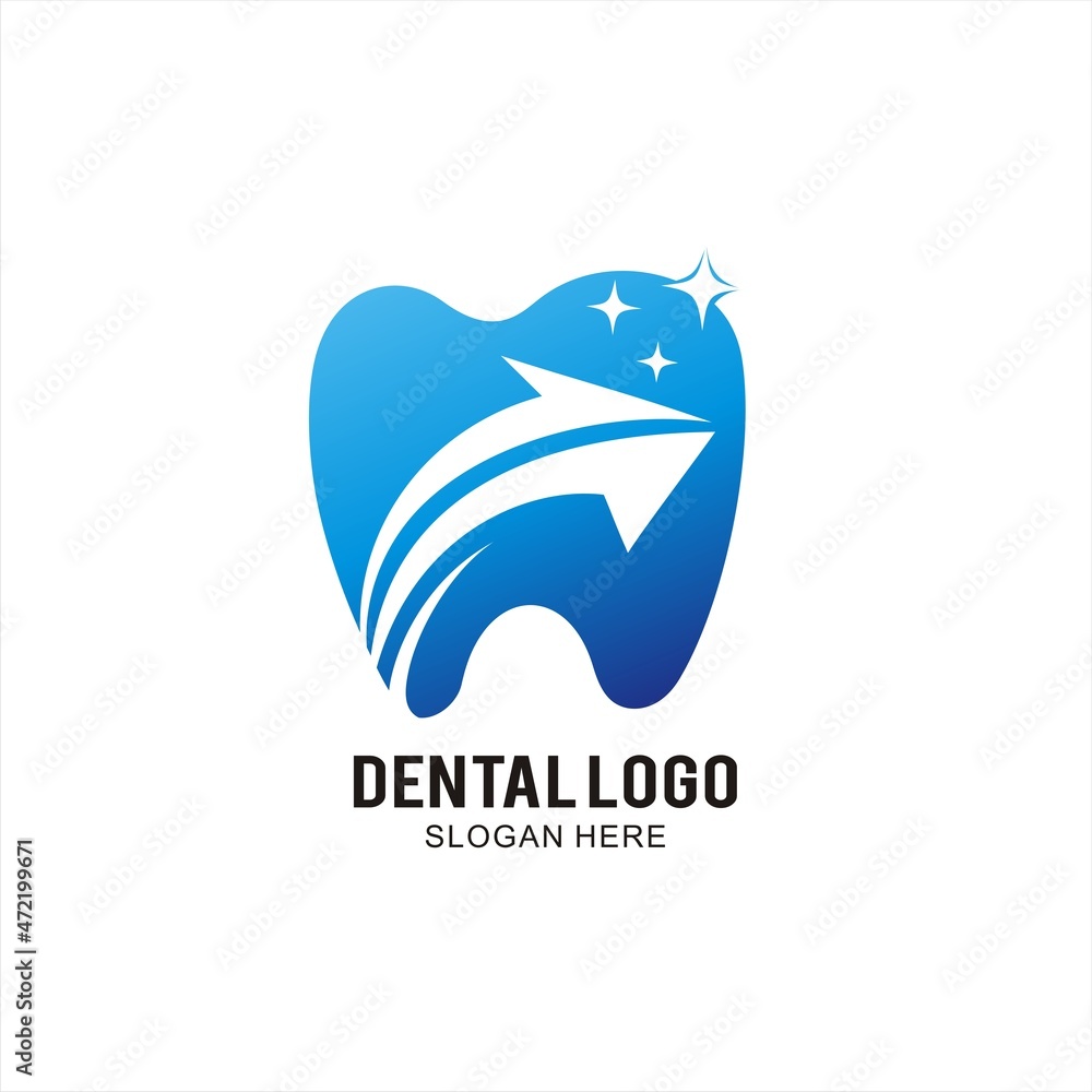 Dental logo with arrow design concept