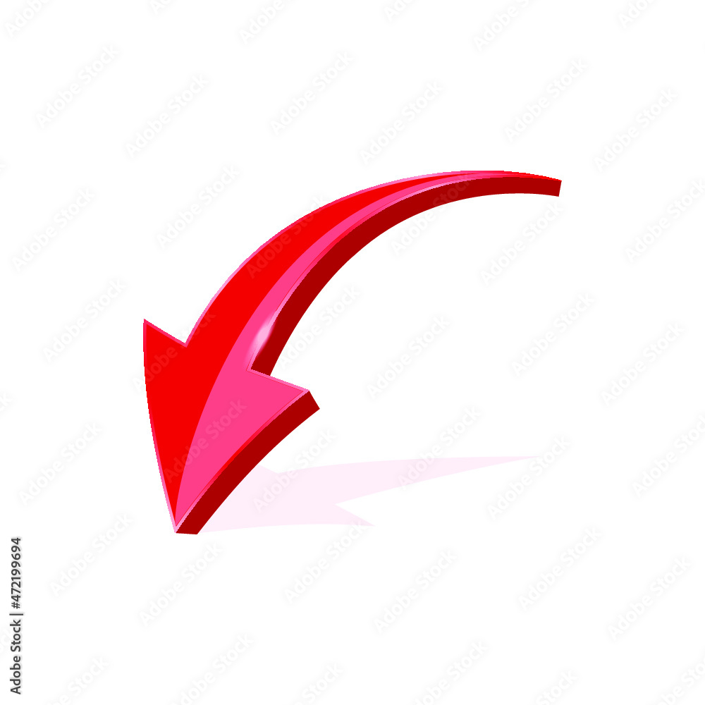 Red Arrow Down isolated on a white background Red Arrow Down isolated on a white background