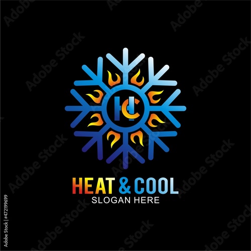 Heat and cool logo design concept for business company with gradient color 