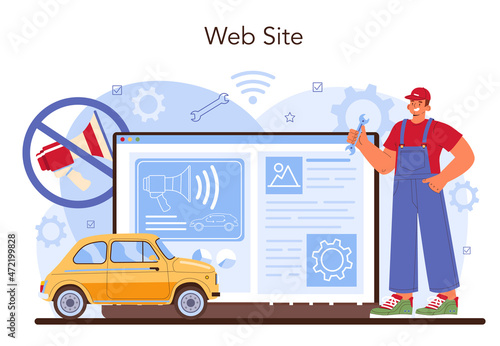 Car repair service online service or platform. Automobile sound