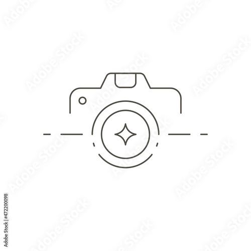 Abstract linear photo video camera for multimedia content shooting with flare lens design elements