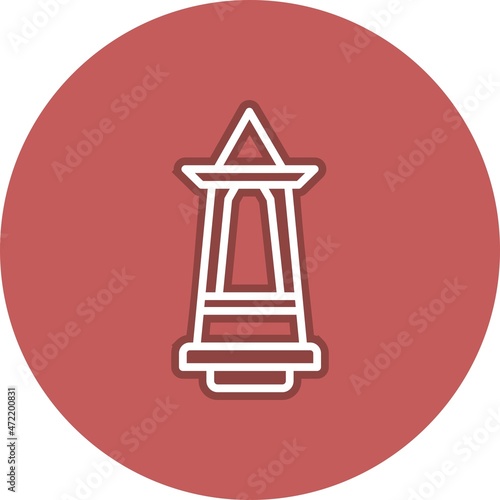 Obelisk Line Circle Vector Icon Design