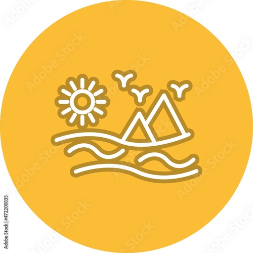 Desert Line Circle Vector Icon Design