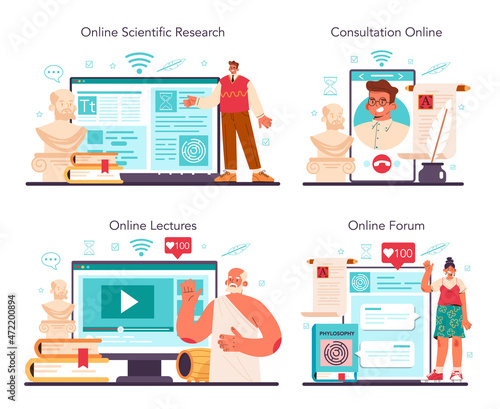 Philosophy online service or platform set. Study of general