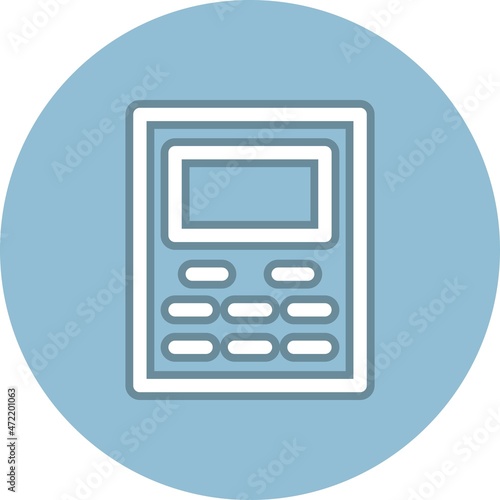Calculator Line Circle Vector Icon Design