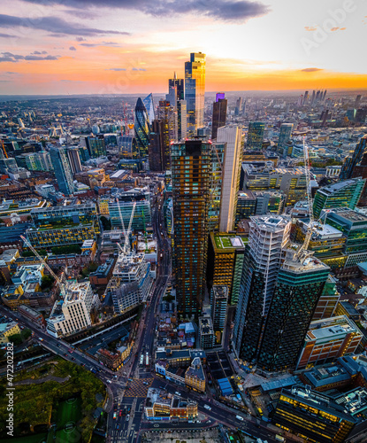 Aerial view of the City of London, a historic financial district, home to both the Stock Exchange and the Bank of England photo