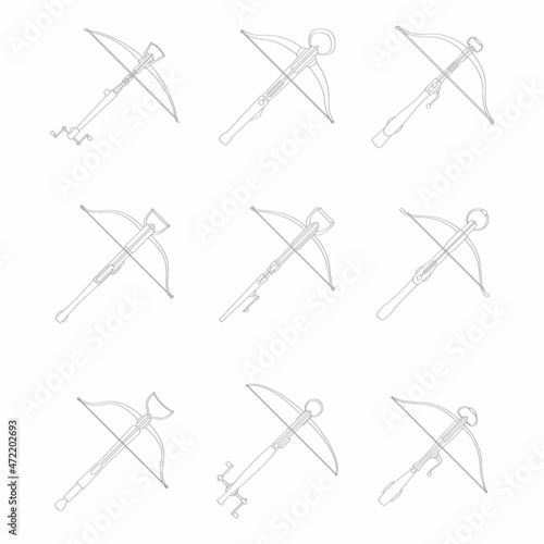 vector monochrome icon set with ancient Crossbows for your project