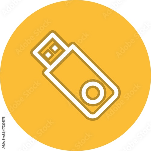 Usb Drive Line Circle Vector Icon Design