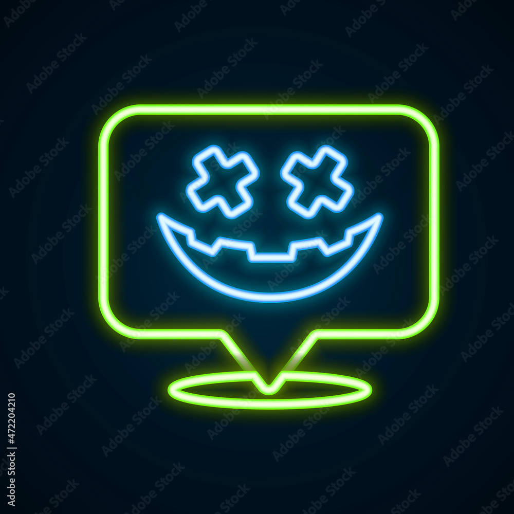 Glowing neon line Happy Halloween holiday icon isolated on black background. Colorful outline concept. Vector Glowing neon line Happy Halloween holiday icon isolated on black background. Colorful outline concept. Vector