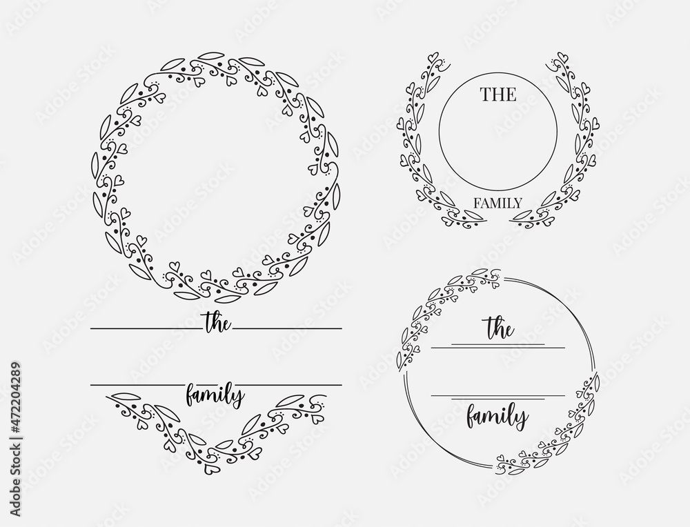 Family Monogram with Blank Space for Name, Floral Ornament for print, card etc Family Monogram with Blank Space for Name, Floral Ornament for print, card etc