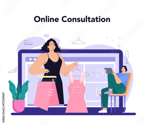 Fashion stylist online service or platform. Fashion and beauty industry