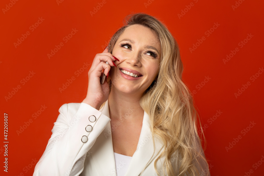beautiful cheerful businesswoman making a phone call beautiful cheerful businesswoman making a phone call