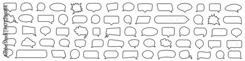 Big set of line black speech bubbles sticker. Speech bubbles vector collection