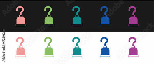 Set Pirate hook icon isolated on black and white background. Happy Halloween party. Vector
