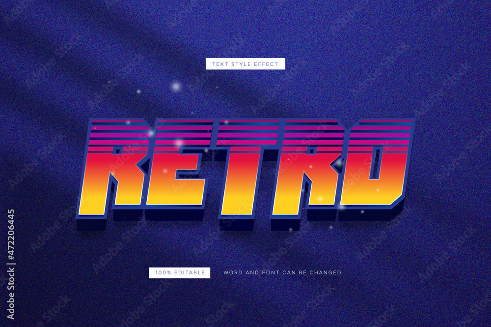 Rainbow Retro Text Effect Editable Stock Vector | Adobe Stock