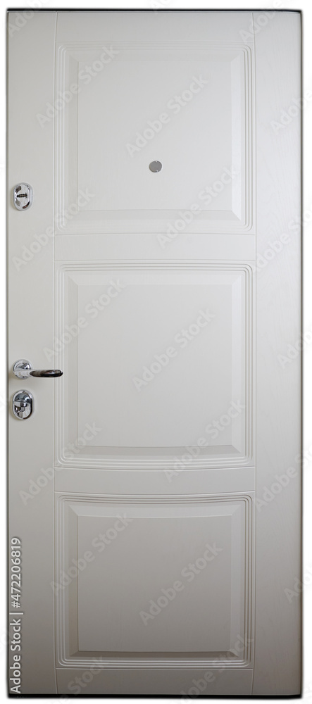 Fototapeta premium White wooden door with lock