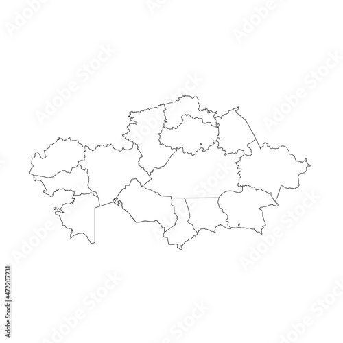 Kazakhstan map  isolated on white background. Black map template. Simplified world map with round