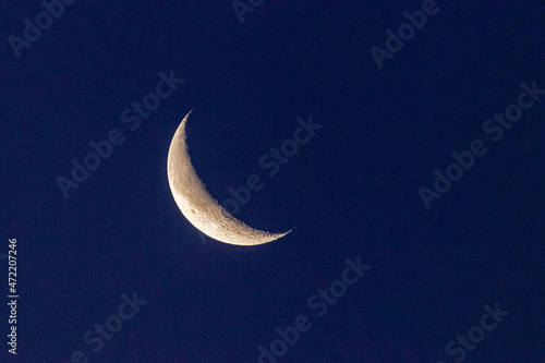 quarter moon in the sky of Provence, an autumn morning