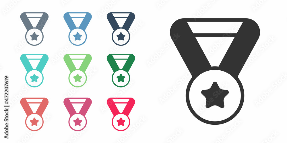 Black Medal icon isolated on white background. Winner symbol. Set icons colorful. Vector Black Medal icon isolated on white background. Winner symbol. Set icons colorful. Vector