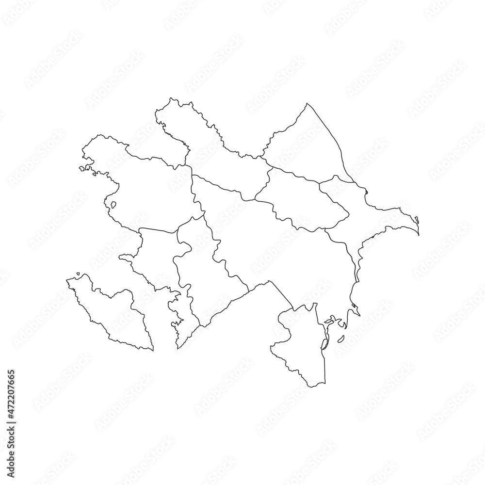 Azerbaijan map illustration isolated on white background, stock