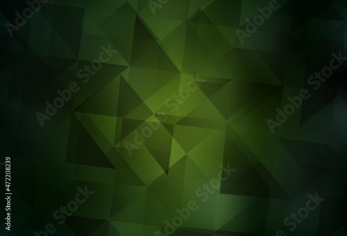 Dark Green vector abstract polygonal pattern.