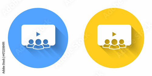 Photos White Online class icon isolated with long shadow background