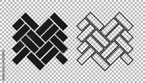 Black Parquet icon isolated on transparent background. Vector