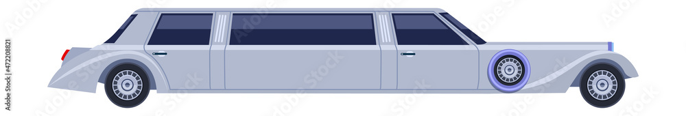 White limousine icon. Limo side view. Luxury car White limousine icon. Limo side view. Luxury car