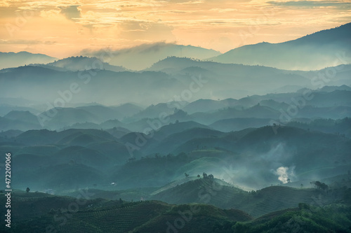 beautiful countryside of Bao Loc, Lam Dong, Vietnam. sunny morning. wonderful...