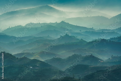 beautiful countryside of Bao Loc, Lam Dong, Vietnam. sunny morning. wonderful...