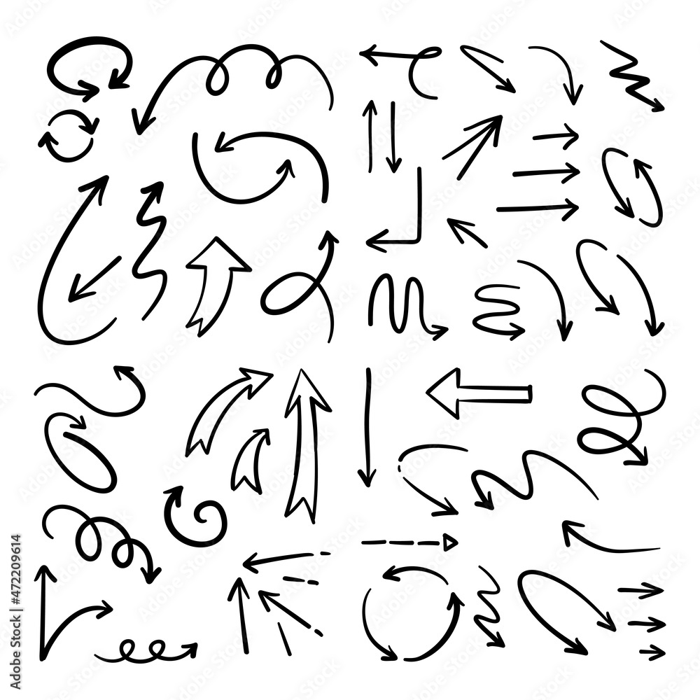 Arrow doodle collection. Hand drawn set of arrows. Arrow doodle collection. Hand drawn set of arrows.