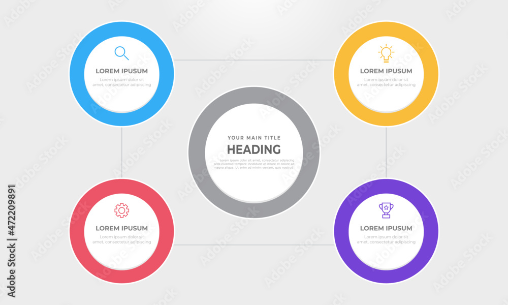 Gradient infographic with connected circles. Gradient infographic with connected circles.