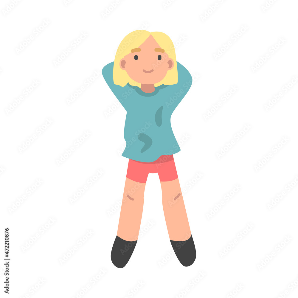 Young Lying Woman with Head Rested on Her Hands View from Above Vector Illustration Young Lying Woman with Head Rested on Her Hands View from Above Vector Illustration